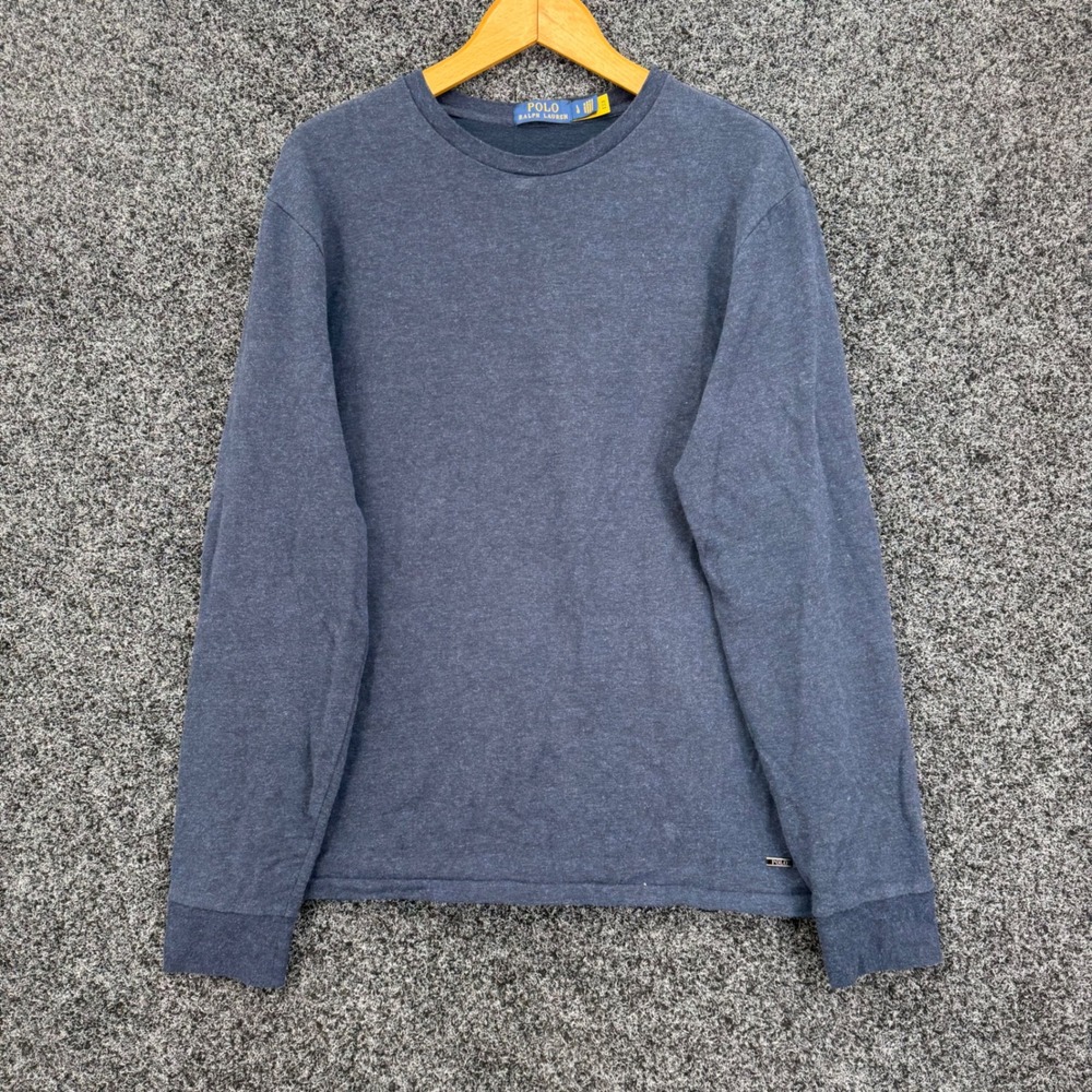 Polo Ralph Lauren Mens Large Blue Heather Long Sleeve Crewneck Sweatshirt Logo